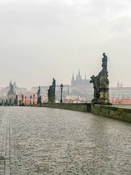 Praga Mattina Presto Piovoso Primavera — Foto Stock