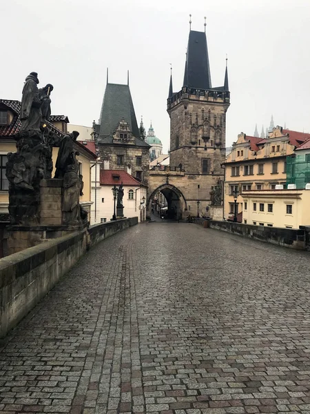 Praga Mattina Presto Piovoso Primavera — Foto Stock