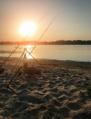 plaj yaz arka plan doğa tarz Top görüş nehrinde yaz balıkçılık