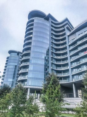 Mimari ayrıntılar Modern bina cam cephe iş geçmişi tarzı üst