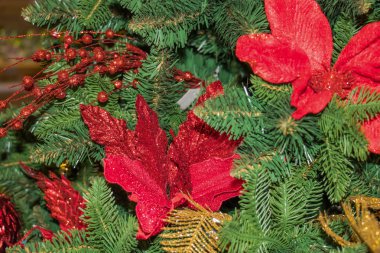 Kırmızı altın ile Noel ağacı süsler, altın ve kırmızı Noel oyuncaklar dekorasyonu için Noel ağacı grup nesnenin