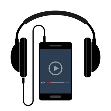 Ses kulaklık ve cep telefonu oturum açın. Vektör çizim.