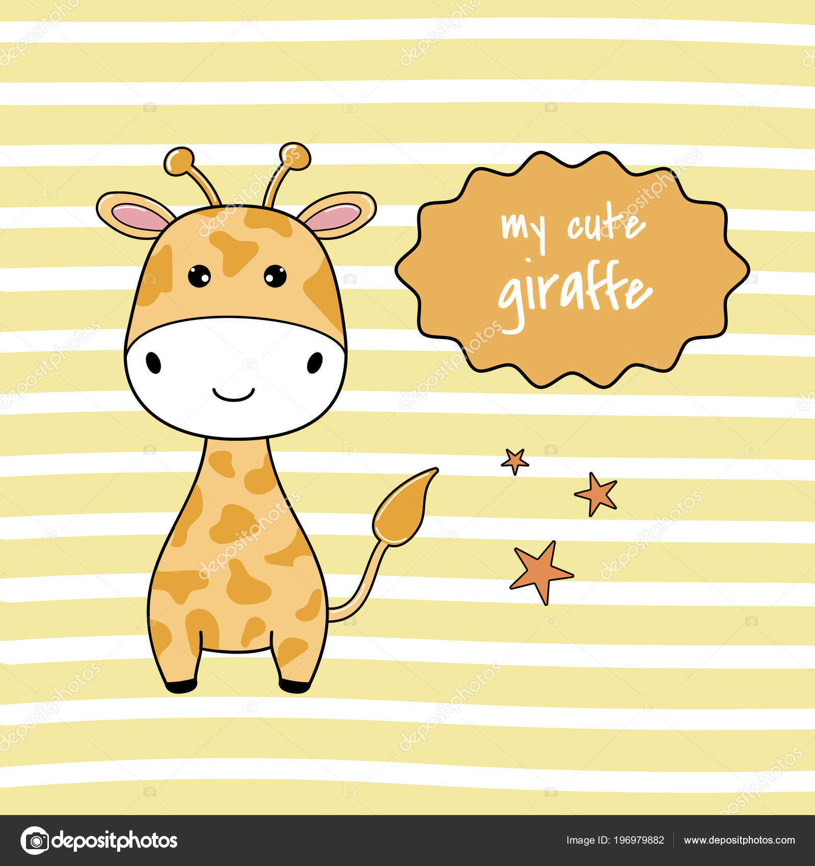 Baby Shower Cute Cartoon Animal Hand Text Cute Giraffe Stock Vector Image  by ©@ #196979882