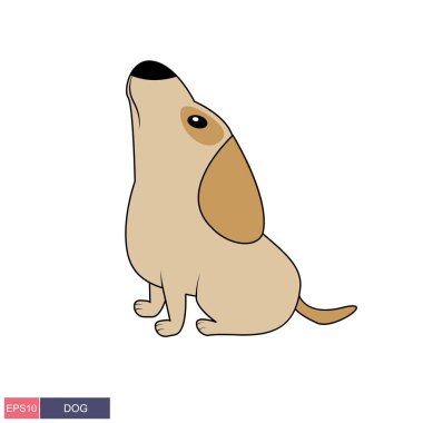 Elle çizilmiş vektör çizim şirin komik köpek. Beyaz arka plan üzerinde izole nesneleri. Tasarım konsepti çocuklar için t-shirt.