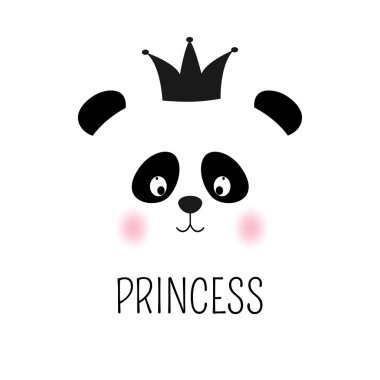 Sevimli siluet panda. Prenses yazı ile ayı Başkanı. T-shirtler için tatlı çocuklar grafik. Tebrik kartı.