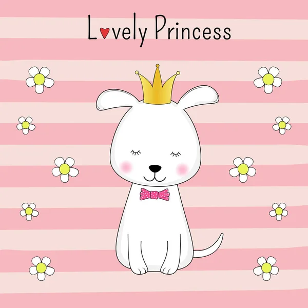 Princesa Bonito Cão Menina Com Uma Coroa Sua Cabeça Gráficos — Vetor de Stock