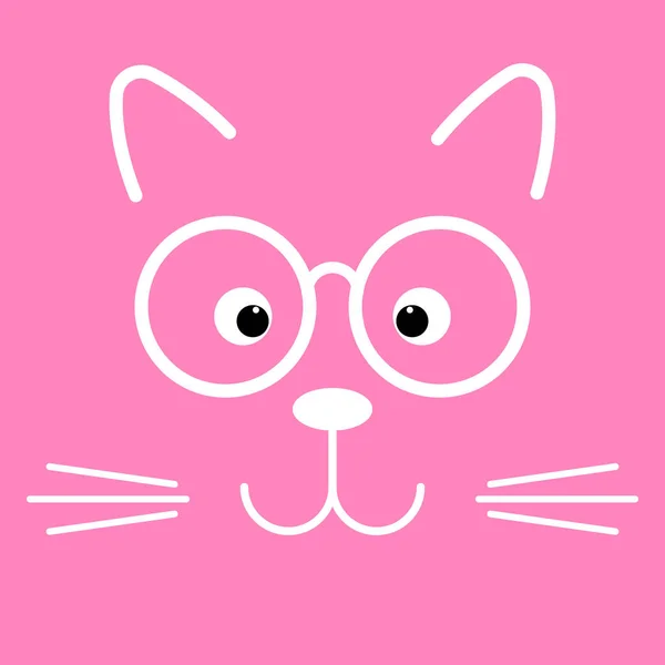 Ansiktet Katt Flicka Glasögon Isolerad Röd Bakgrund Gratulationskort Illustration För — Stock vektor
