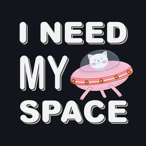 Ładny kot śmieszne dziewczyna astronauta. Potrzebuję przestrzeni. — Wektor stockowy