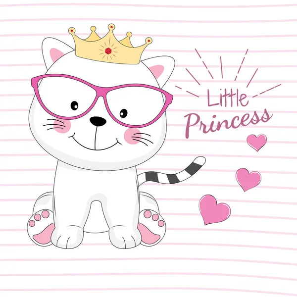 Bela princesa gato sonhos de amor . — Vetor de Stock