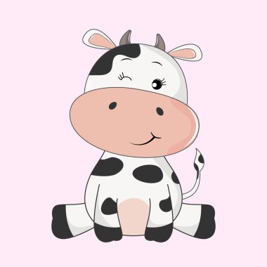 Elle çizilmiş vektör çizim şirin komik inek.