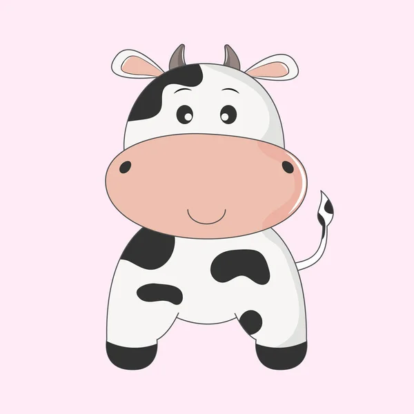 Hand drawn vector illustration of a cute funny cow. — Stock Vector