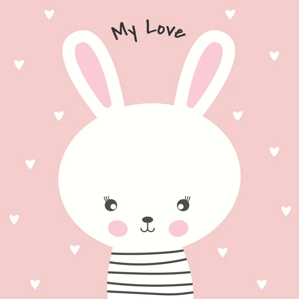 Bonito coelho cartoon e inscrição meu amor . — Vetor de Stock