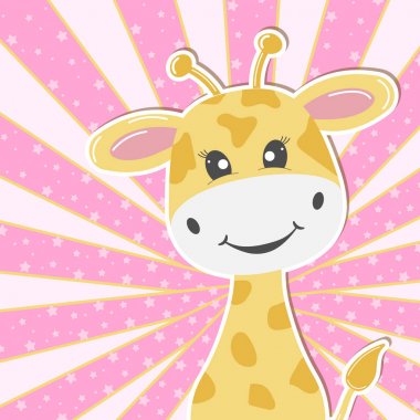 Tebrik kartı sevimli sevimli bebek zürafa. Tebrik kartı.