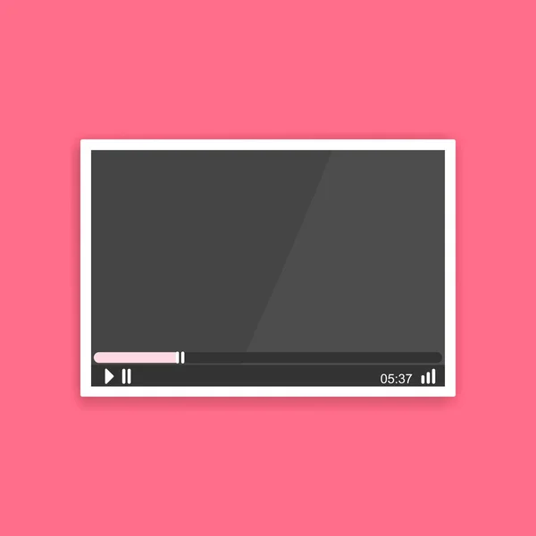 Šablona plochý přehrávač videa pro webové a mobilní aplikace izolované na růžovém pozadí. — Stockový vektor