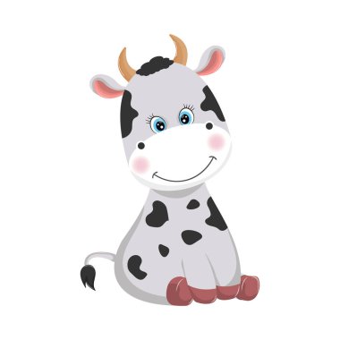 Sevimli bir komik Düz tarzı. Karikatür çiftlik yerli memeli. Beyaz arka planda yalıtılmış nesneler.