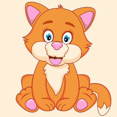 Mutlu karikatür redhead kedi vanilya arka plan izole.