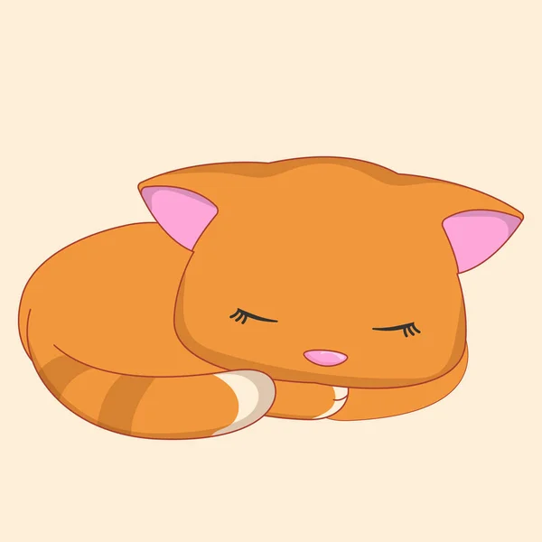 Cartoon style Small sleeping kitty. Vector illustration. — Stock Vector
