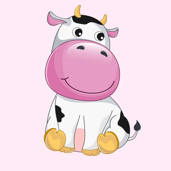 Hand drawn vector illustration of a cute funny cow baby. — Stock Vector