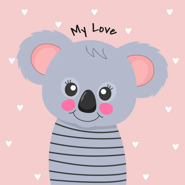 Bonito Desenho Animado Koala Teddy Amo Conjunto Elementos Gráficos Para — Vetor de Stock