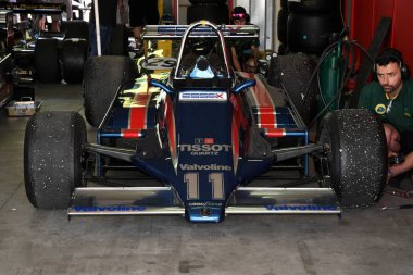 21 Nisan 2018: Motor efsane Festivali 2018 İtalya Imola pistinde sırasında tarihi F1 otomobil Lotus 81.