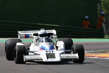 21 Nisan 2018: Wright, Jason ortalık kan gölüne dönüşecek tarihi F1 araba gölge Dn8 ile Motor efsane Festivali 2018 İtalya Imola pistinde sırasında.