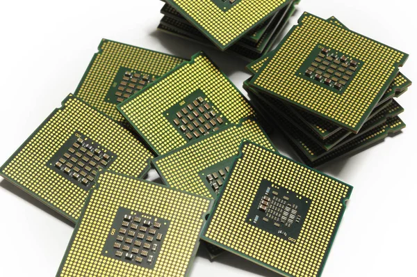 Procesor Počítače Cpu Izolované Bílém — Stock fotografie