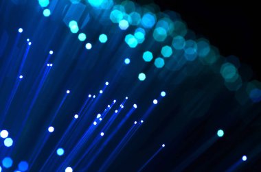 Fiber optik mavi, bokeh ile yakından