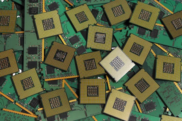 Cpu Chip Επεξεργαστή Πέρα Από Τις Λειτουργικές Μονάδες Μνήμης Ram — Φωτογραφία Αρχείου