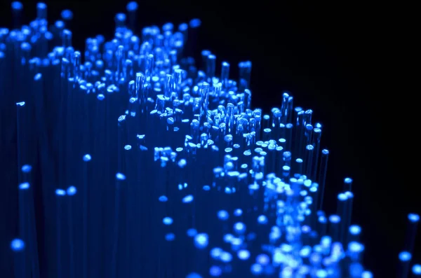 Fibra Ottica Blu Vicino Con Bokeh — Foto Stock