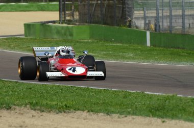 6 Mayıs 2018: bilinmeyen tarihi 1971 Ferrari F1 araba modeli 312b2 Mario Andretti ex ile çalışır / Minardi tarihi gün 2018 yılında İtalya Imola Circuit sırasında Jacky Ickx.