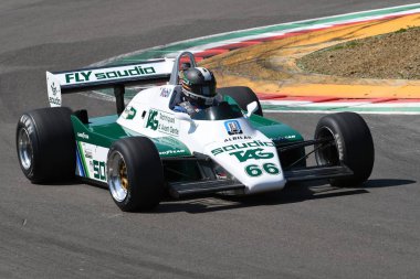 21 Nisan 2018: Dreelan, tarihi 1982 F1 araba Williams Fw08 Motor efsane Festivali 2018 İtalya Imola pistinde sırasında koşmak Tommy IE.