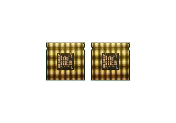 Two Cpu Chips Isolated White — Stock Photo, Image