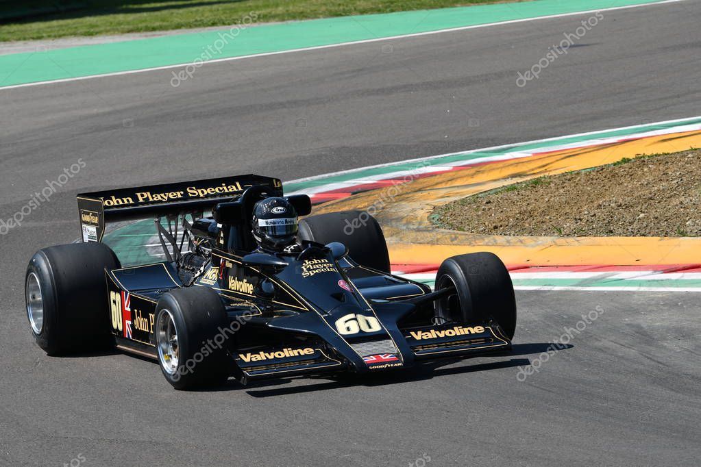 21 April 2018: Kaneko, Takuzo JP run with historic F1 Car Lotus 78 ex Mario Andretti / Gunnar Nilsson during F1 GP Historic at Motor Legend Festival 2018 in Imola Circuit in Italy.
