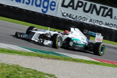 Mugello, İtalya - Mayıs 2012: Michael Schumacher Mercedes F1 Team Mugello pistinde Test gün Mayıs 2012 tarihinde İtalya'da bir takım formülü.