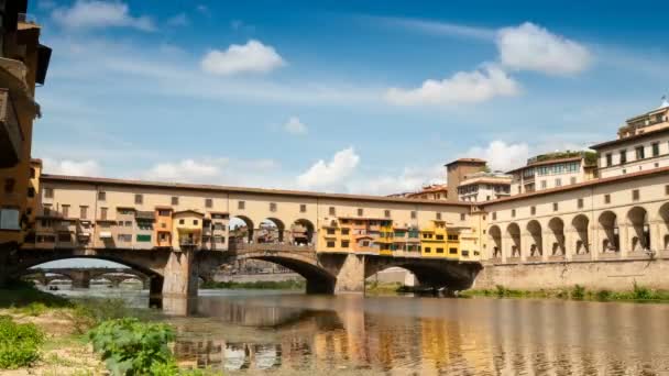 Septiembre 2018 Florencia Italia Ponte Vecchio Día Soleado Famoso Puente — Vídeo de stock