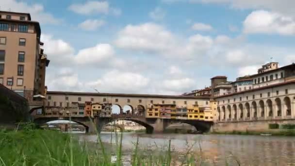 Septiembre 2018 Florencia Italia Ponte Vecchio Día Soleado Famoso Puente — Vídeo de stock