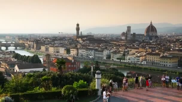 Itália Agosto 2018 Cidade Florença Pôr Sol Vista Piazzale Michelangelo — Vídeo de Stock