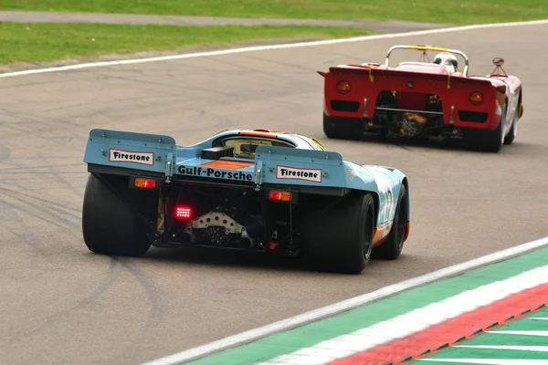 Imola Classic Outubro 2018 Porsche 917 1970 Gulf Livery Attwood — Fotografia de Stock