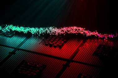 colored fiber optics over CPU Chip Processors clipart