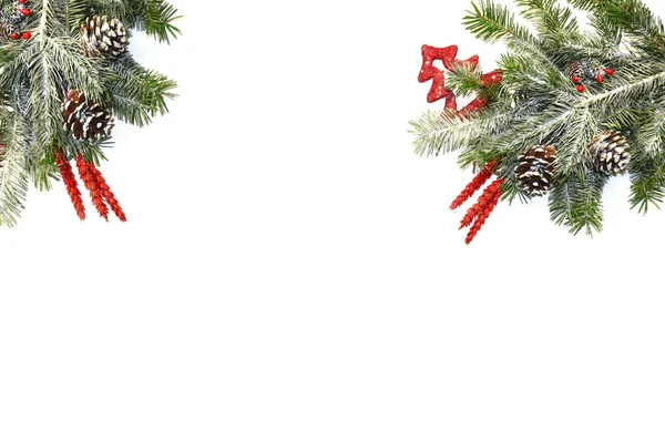 Christmas Background Fir Tree Decor White Xmas Background — Stock Photo, Image