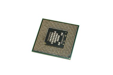 cpu işlemci yongası üzerinde beyaz izole
