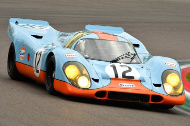 Imola klasik 26 Ekim 2018 Porsche 917 1970 Elford Attwood tarafından Claudio Roddaro Alıştırma oturumu sırasında Imola Circuit, İtalya üzerinde tahrik ex.