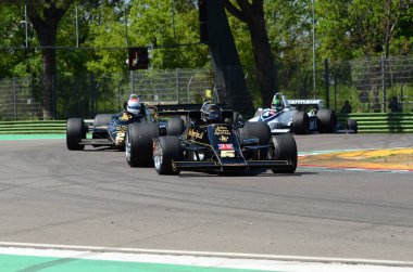 21 Nisan 2018: tarihi 1976 F1 araba Lotus 77 Mario Andretti ex ile çalıştırmak Thornton, Gregory Gb / sırasında F1 Gp tarihi Motor efsane Festivali 2018 yılında İtalya Imola Circuit, Gunnar Nilsson.