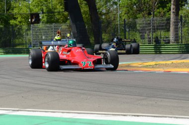 21 Nisan 2018: Tattersall, Paul Gb çalıştırın tarihi 1979 F1 araba Teğmen N179 ile Motor efsane Festivali 2018 İtalya Imola pistinde sırasında.