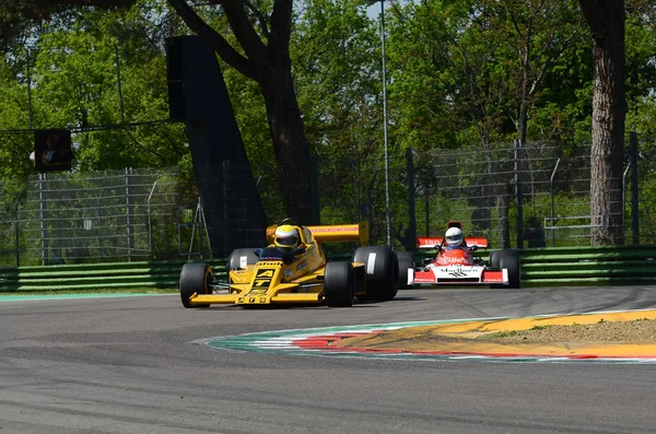 21 Nisan 2018: Perrier, Christian Fr çalıştırın tarihi 1978 F1 araba Ats Hs01 ile Motor efsane Festivali 2018 İtalya Imola pistinde sırasında.