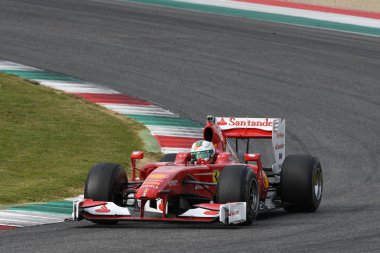 Mugello, bu Ekim 2017: Modern Ferrari Formula 1 Finali Mondiali Ferrari 2017 göstermek sırasında Giancarlo Fisichella, Andrea Bertolini ve Mugello devre, Davide Rigon tarafından tahrik. İtalya