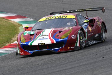 Mugello, bu Ekim 2017: Ferrari 488 Gte Finali Mondiali Ferrari 2017 göstermek sırasında Mugello pistinde eylem Davide Rigon ve Sam kuş tarafından tahrik. İtalya