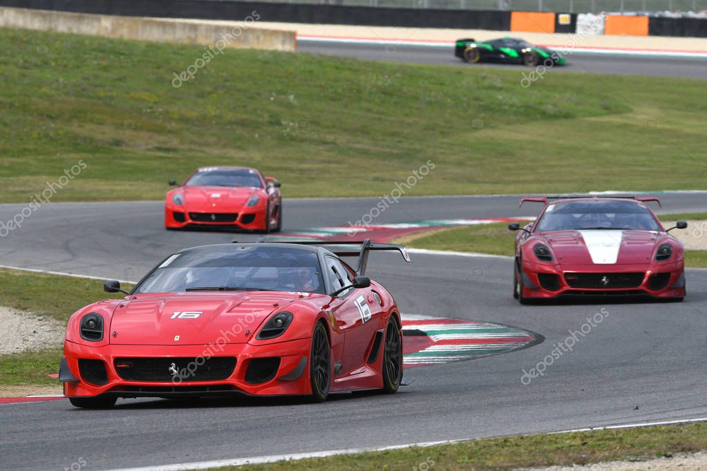 MUGELLO, ITALY - OCTOBER 2017: Ferrari 599XX in action during XX Programmes of Finali Mondiali Ferrari at Mugello Circuit in Italy.