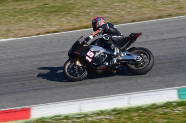 Mugello-Italya, 23 Mart: Matteo Baiocco sırasında eylem Aprilia gün 2019 Italya 'da Mugello Circuit