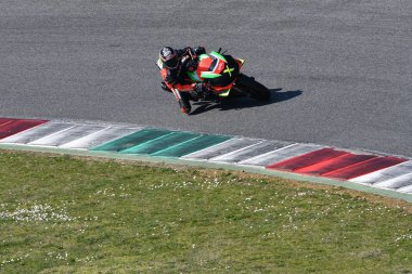 Mugello-Italya, 23 Mart: Max Biaggi sırasında eylem Aprilia gün 2019 Italya 'da Mugello Circuit